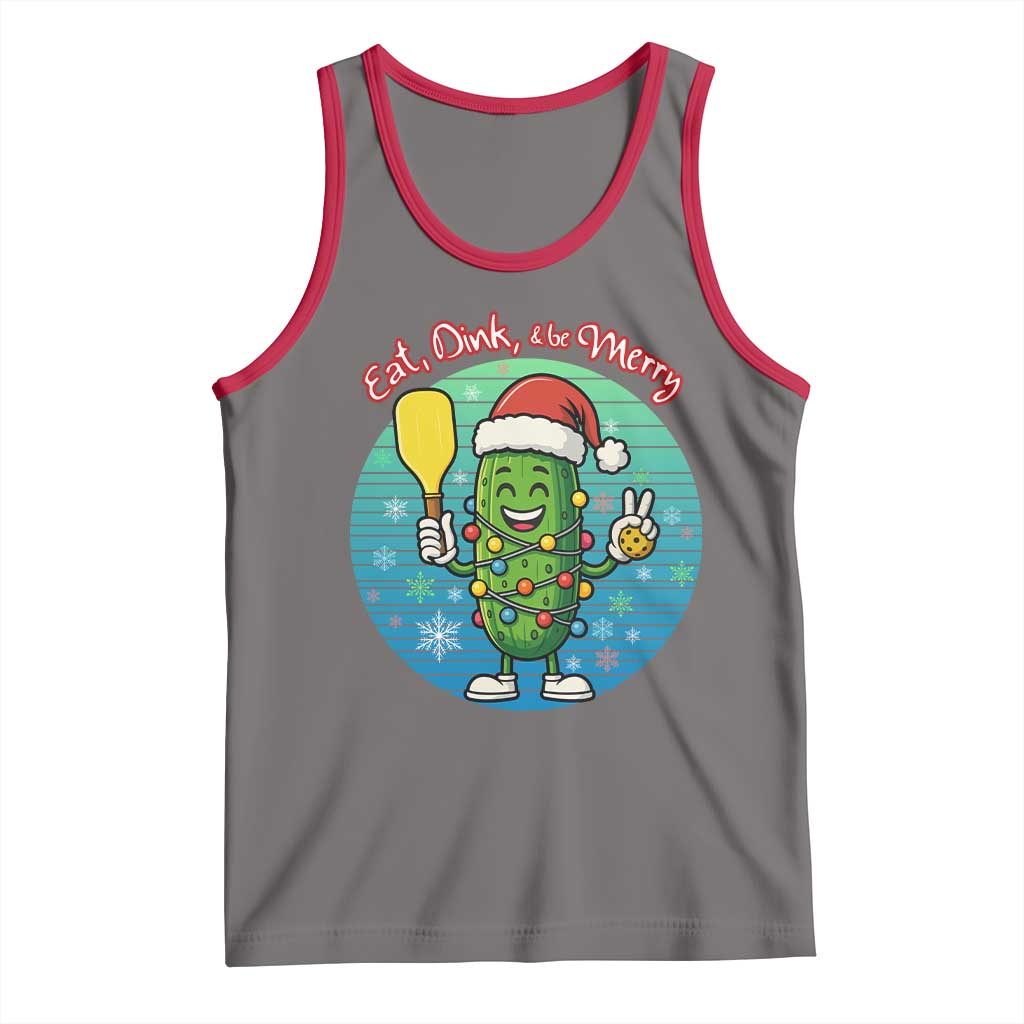 Funny Pickleball Christmas Tank Top Eat Dink And Be Merry Gift For Players - Wonder Print Shop