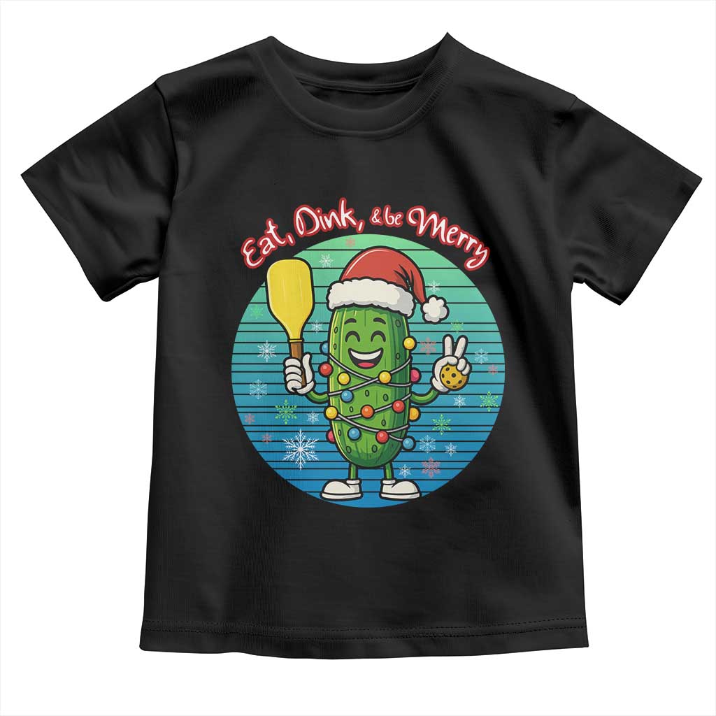 Funny Pickleball Christmas Toddler T Shirt Eat Dink And Be Merry Gift For Players - Wonder Print Shop