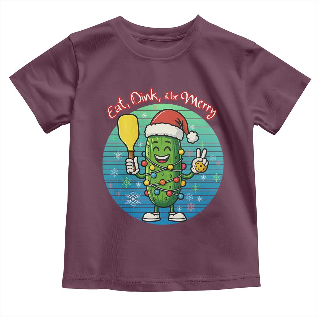 Funny Pickleball Christmas Toddler T Shirt Eat Dink And Be Merry Gift For Players - Wonder Print Shop