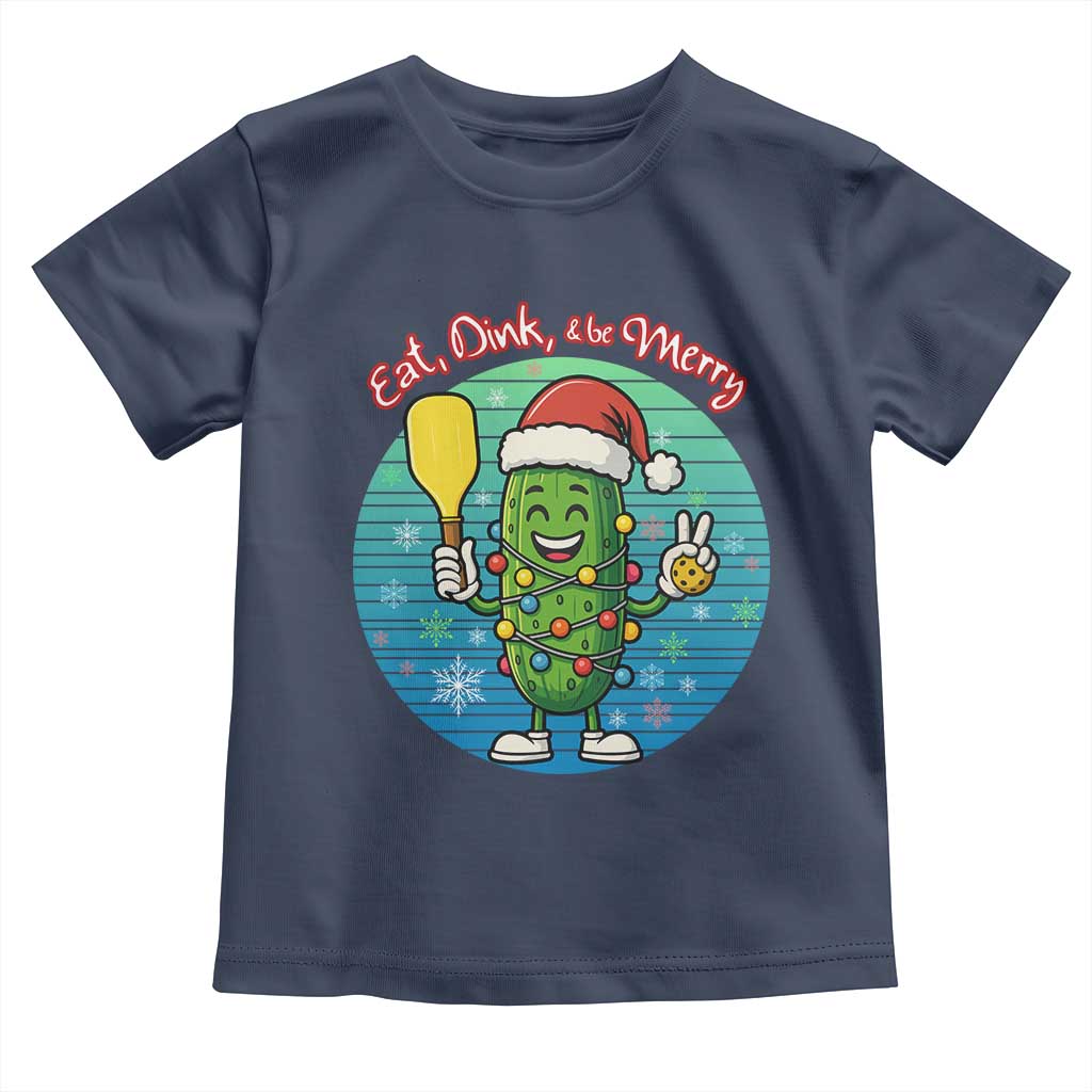 Funny Pickleball Christmas Toddler T Shirt Eat Dink And Be Merry Gift For Players - Wonder Print Shop