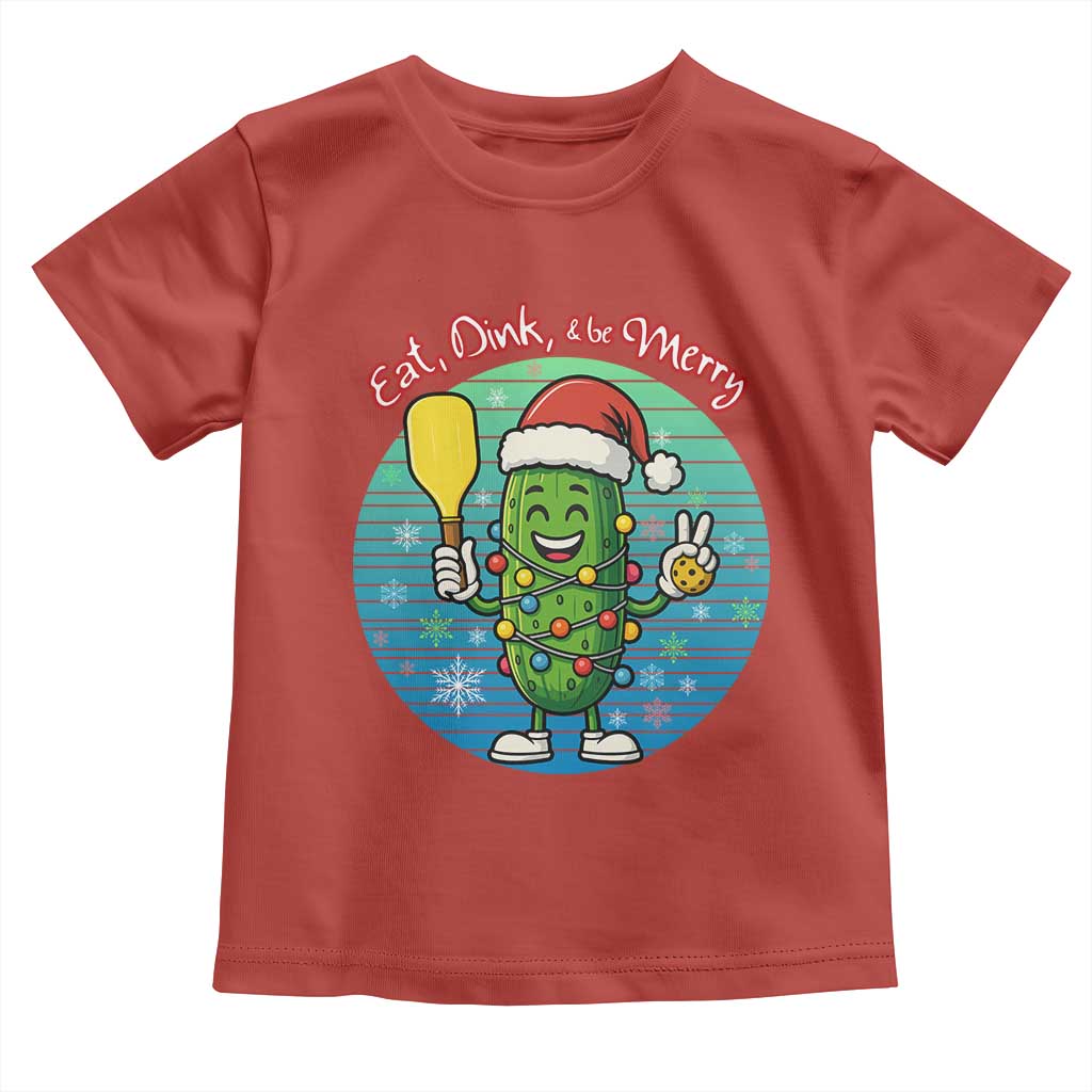 Funny Pickleball Christmas Toddler T Shirt Eat Dink And Be Merry Gift For Players - Wonder Print Shop