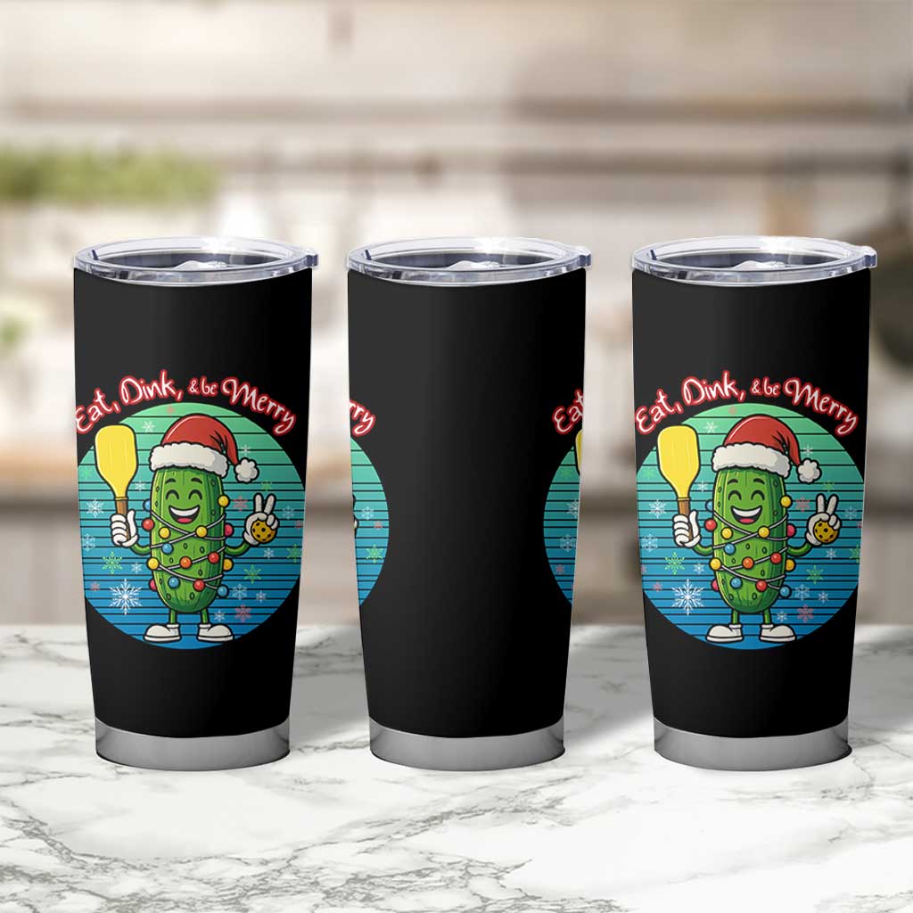 Funny Pickleball Christmas Tumbler Cup Eat Dink And Be Merry Gift For Players