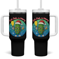 Funny Pickleball Christmas Tumbler With Handle Eat Dink And Be Merry Gift For Players