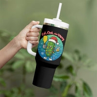 Funny Pickleball Christmas Tumbler With Handle Eat Dink And Be Merry Gift For Players