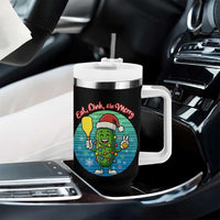 Funny Pickleball Christmas Tumbler With Handle Eat Dink And Be Merry Gift For Players