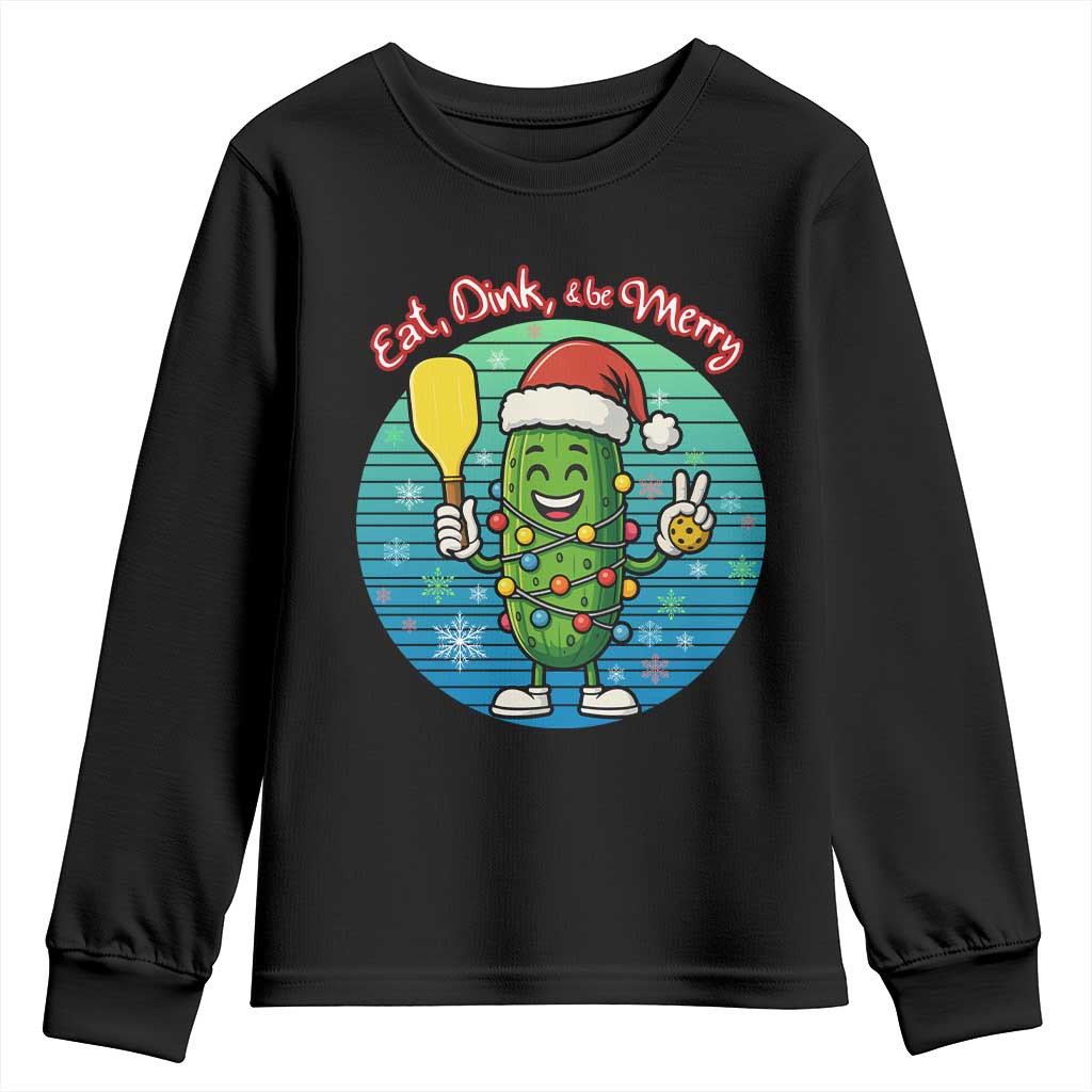 Funny Pickleball Christmas Youth Sweatshirt Eat Dink And Be Merry Gift For Players - Wonder Print Shop