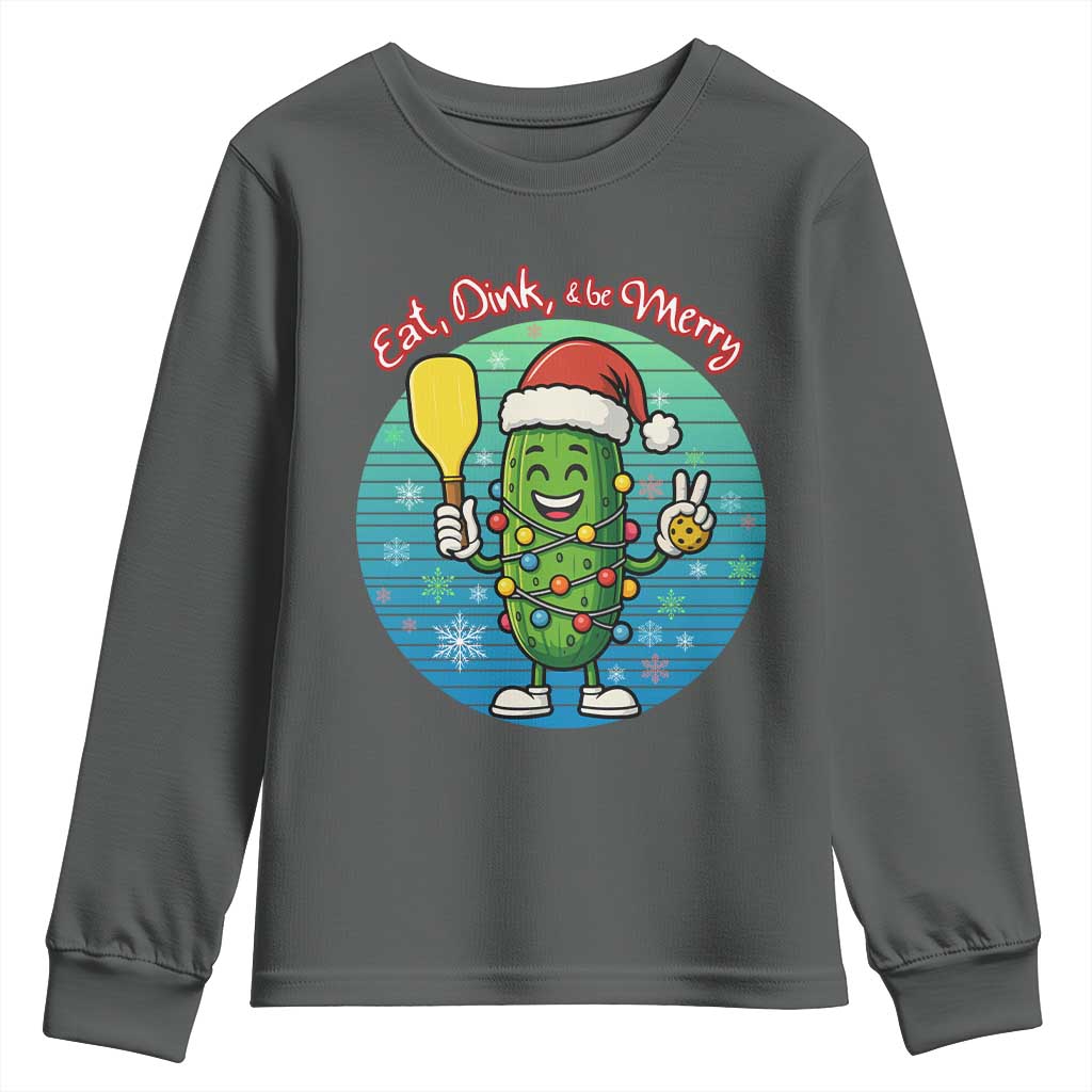 Funny Pickleball Christmas Youth Sweatshirt Eat Dink And Be Merry Gift For Players - Wonder Print Shop