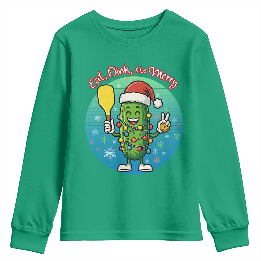 Funny Pickleball Christmas Youth Sweatshirt Eat Dink And Be Merry Gift For Players - Wonder Print Shop