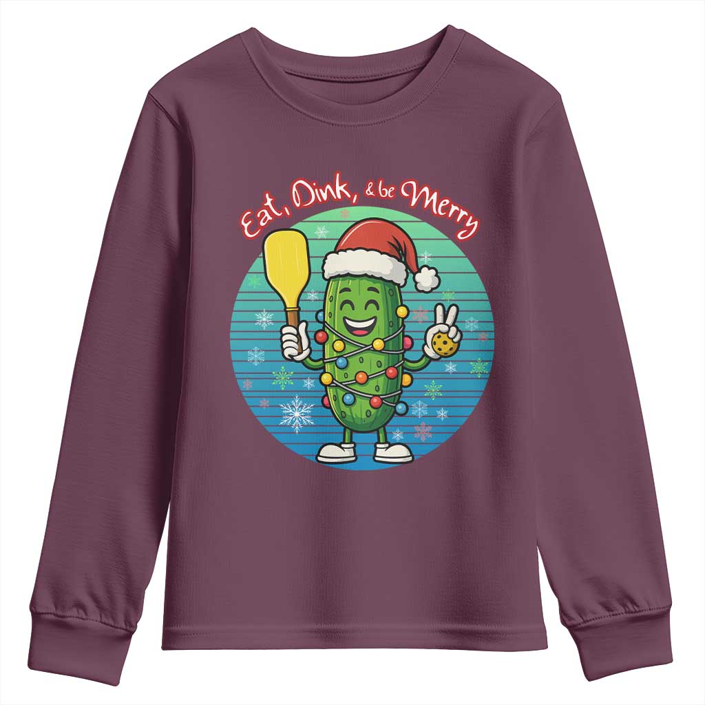 Funny Pickleball Christmas Youth Sweatshirt Eat Dink And Be Merry Gift For Players - Wonder Print Shop
