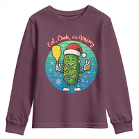 Funny Pickleball Christmas Youth Sweatshirt Eat Dink And Be Merry Gift For Players - Wonder Print Shop