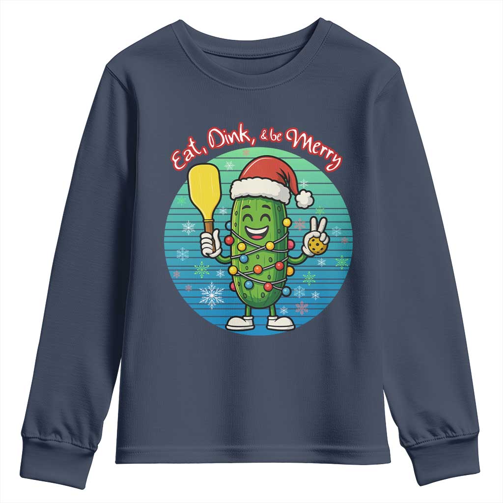 Funny Pickleball Christmas Youth Sweatshirt Eat Dink And Be Merry Gift For Players - Wonder Print Shop