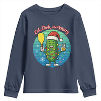 Funny Pickleball Christmas Youth Sweatshirt Eat Dink And Be Merry Gift For Players - Wonder Print Shop
