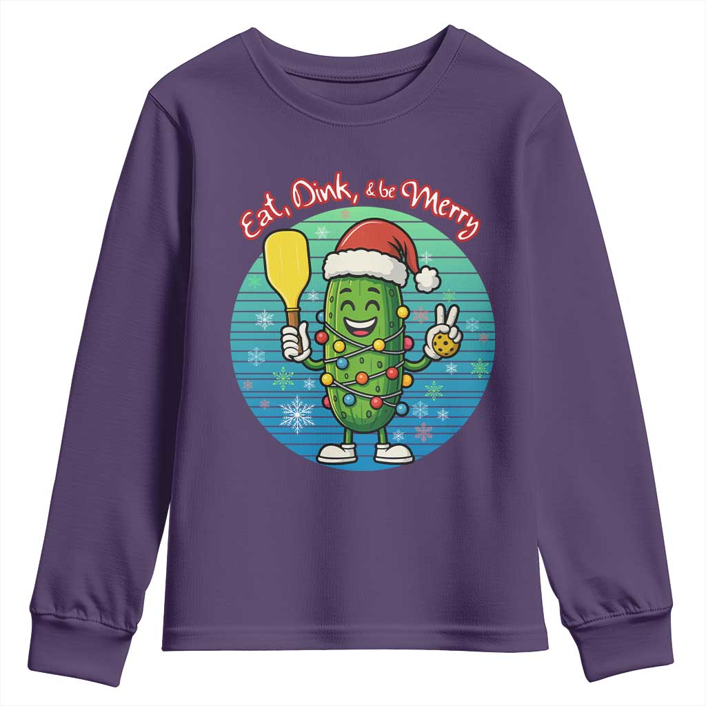 Funny Pickleball Christmas Youth Sweatshirt Eat Dink And Be Merry Gift For Players - Wonder Print Shop