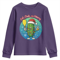 Funny Pickleball Christmas Youth Sweatshirt Eat Dink And Be Merry Gift For Players - Wonder Print Shop