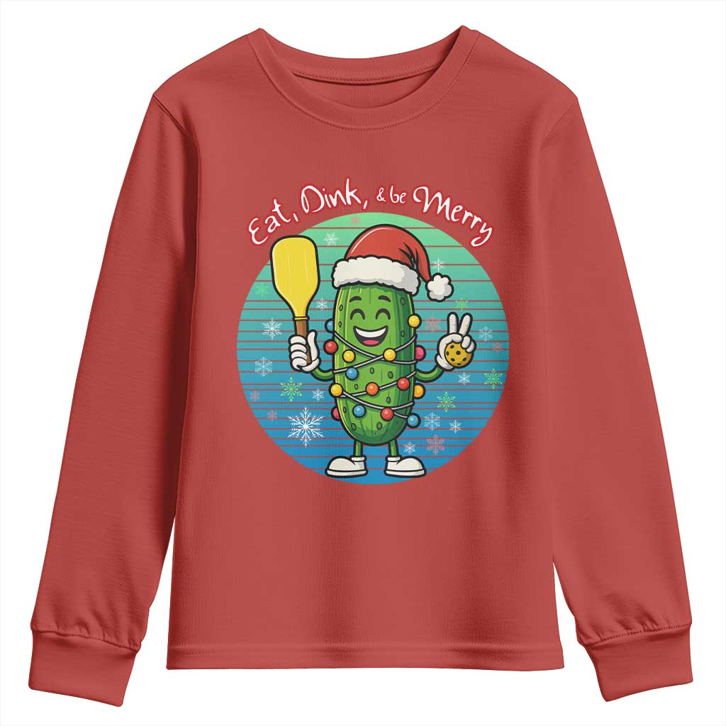 Funny Pickleball Christmas Youth Sweatshirt Eat Dink And Be Merry Gift For Players - Wonder Print Shop