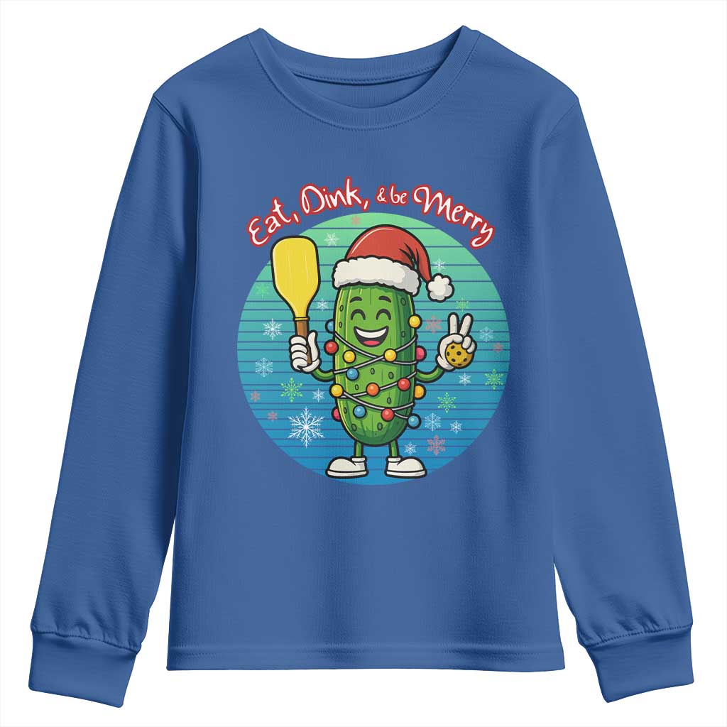 Funny Pickleball Christmas Youth Sweatshirt Eat Dink And Be Merry Gift For Players - Wonder Print Shop