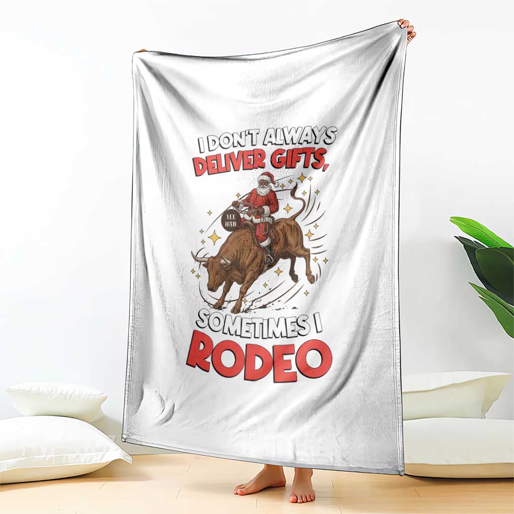 Funny Black Santa Bull Riding Christmas Throw Blanket I Do Not Deliver Gifts I Rodeo - Wonder Print Shop
