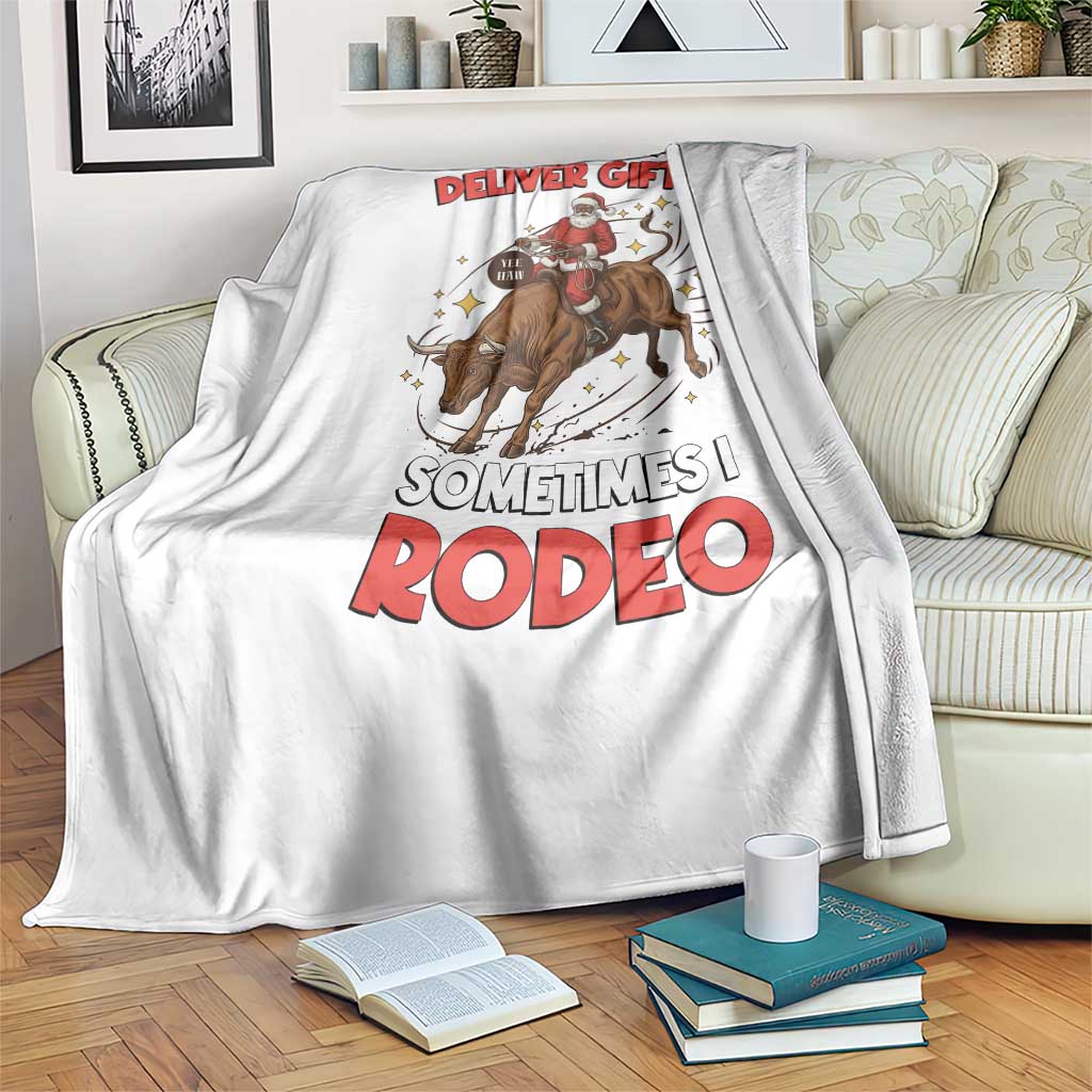 Funny Black Santa Bull Riding Christmas Throw Blanket I Do Not Deliver Gifts I Rodeo - Wonder Print Shop