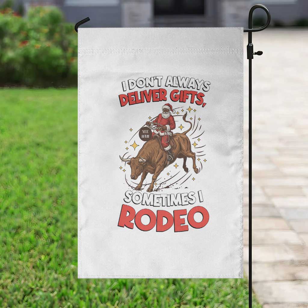 Funny Black Santa Bull Riding Christmas Garden Flag I Do Not Deliver Gifts I Rodeo - Wonder Print Shop