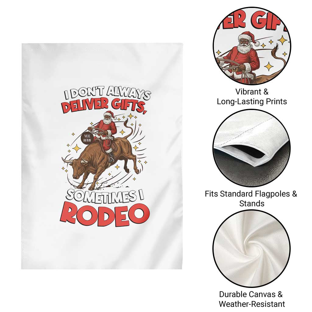 Funny Black Santa Bull Riding Christmas Garden Flag I Do Not Deliver Gifts I Rodeo - Wonder Print Shop
