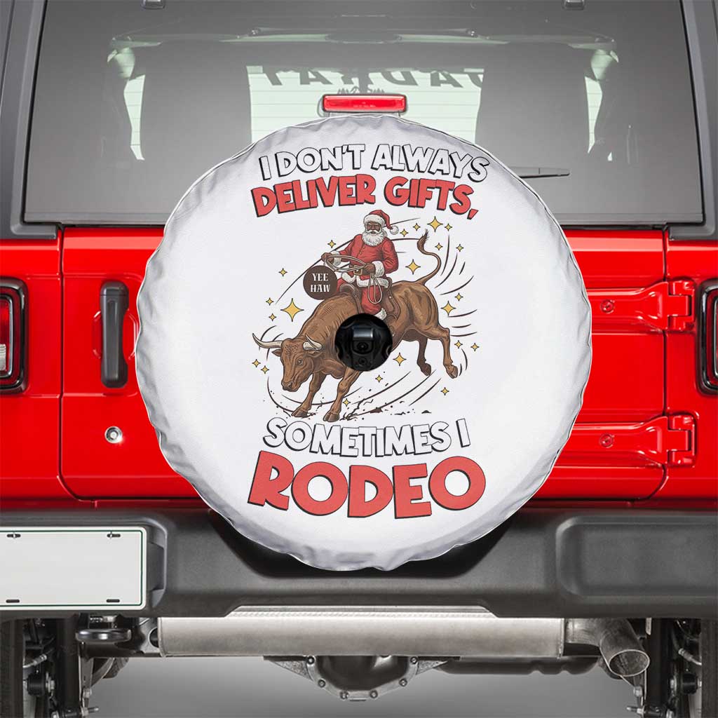 Funny Black Santa Bull Riding Christmas Spare Tire Cover I Do Not Deliver Gifts I Rodeo - Wonder Print Shop