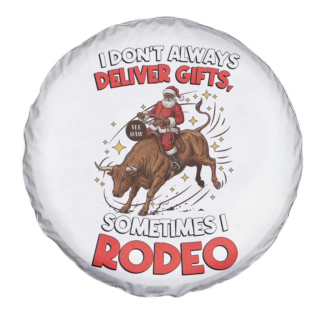 Funny Black Santa Bull Riding Christmas Spare Tire Cover I Do Not Deliver Gifts I Rodeo - Wonder Print Shop