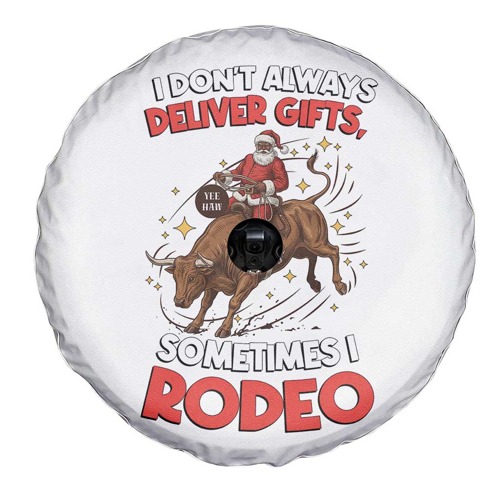Funny Black Santa Bull Riding Christmas Spare Tire Cover I Do Not Deliver Gifts I Rodeo - Wonder Print Shop