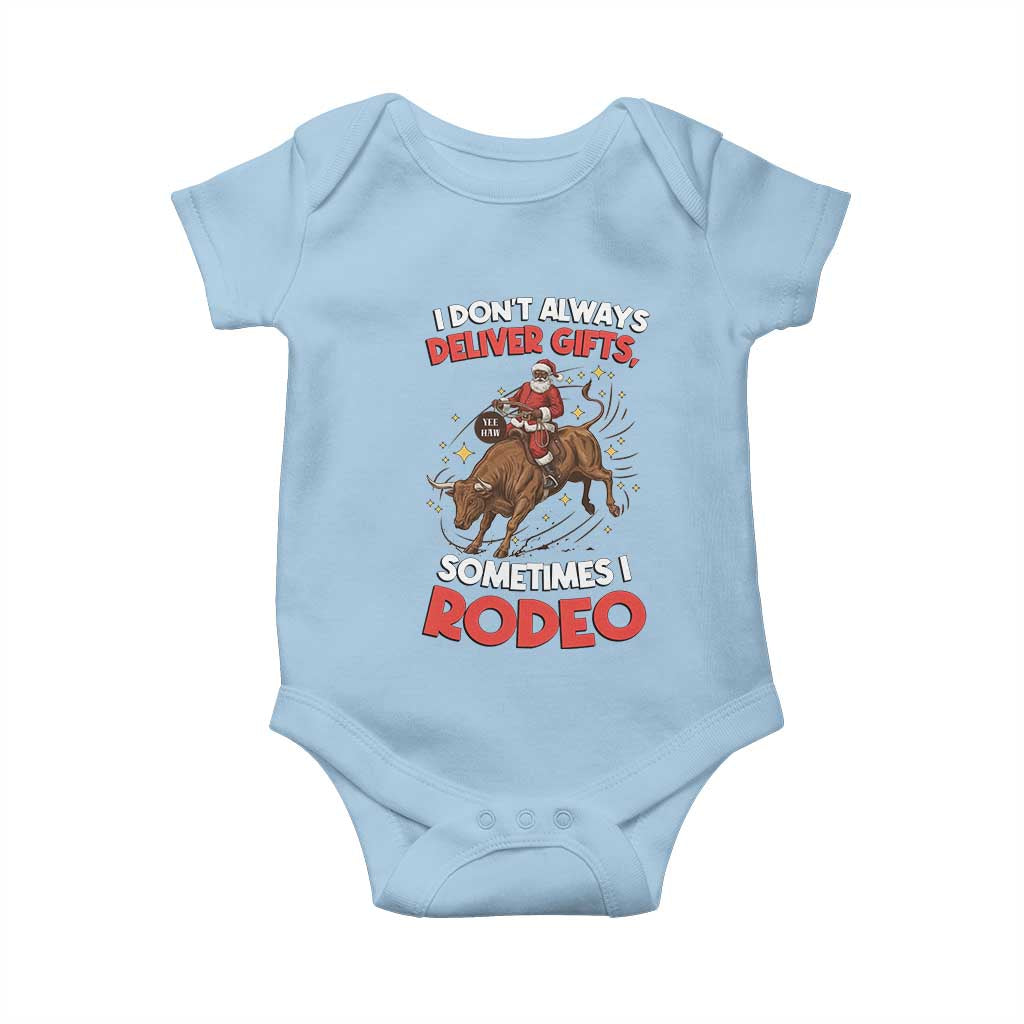 Funny Black Santa Bull Riding Christmas Baby Onesie I Do Not Deliver Gifts I Rodeo - Wonder Print Shop
