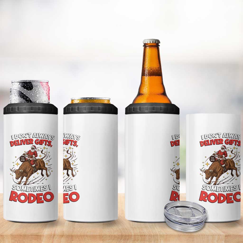 Funny Black Santa Bull Riding Christmas 4 in 1 Can Cooler Tumbler I Do Not Deliver Gifts I Rodeo - Wonder Print Shop