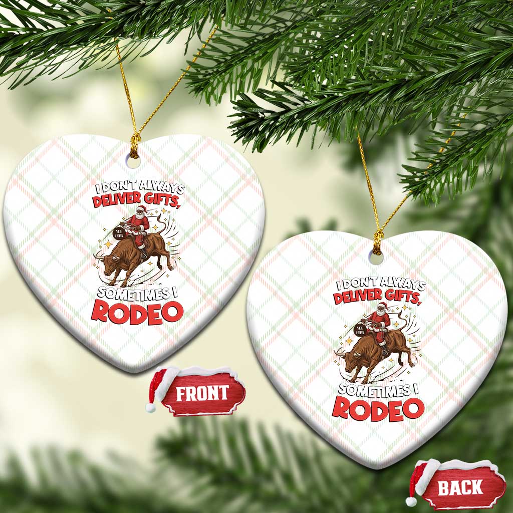 Funny Black Santa Bull Riding Christmas Ceramic Ornament I Do Not Deliver Gifts I Rodeo - Wonder Print Shop