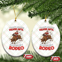 Funny Black Santa Bull Riding Christmas Ceramic Ornament I Do Not Deliver Gifts I Rodeo - Wonder Print Shop