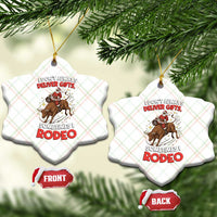 Funny Black Santa Bull Riding Christmas Ceramic Ornament I Do Not Deliver Gifts I Rodeo - Wonder Print Shop