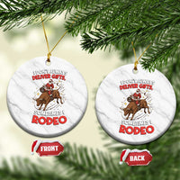 Funny Black Santa Bull Riding Christmas Ceramic Ornament I Do Not Deliver Gifts I Rodeo - Wonder Print Shop