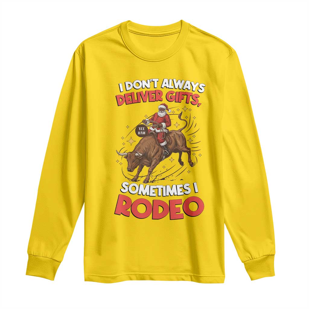 Funny Black Santa Bull Riding Christmas Long Sleeve Shirt I Do Not Deliver Gifts I Rodeo - Wonder Print Shop