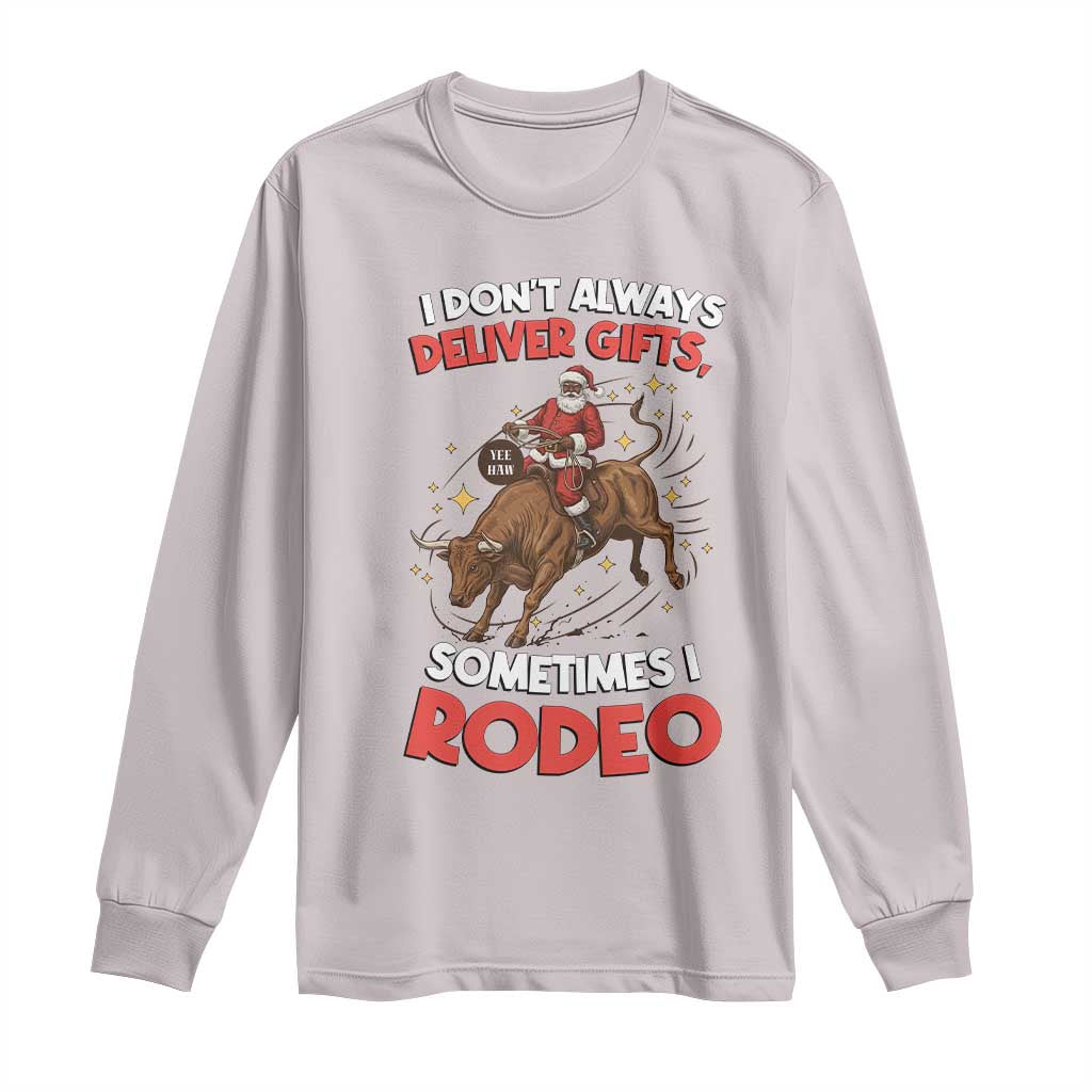 Funny Black Santa Bull Riding Christmas Long Sleeve Shirt I Do Not Deliver Gifts I Rodeo - Wonder Print Shop