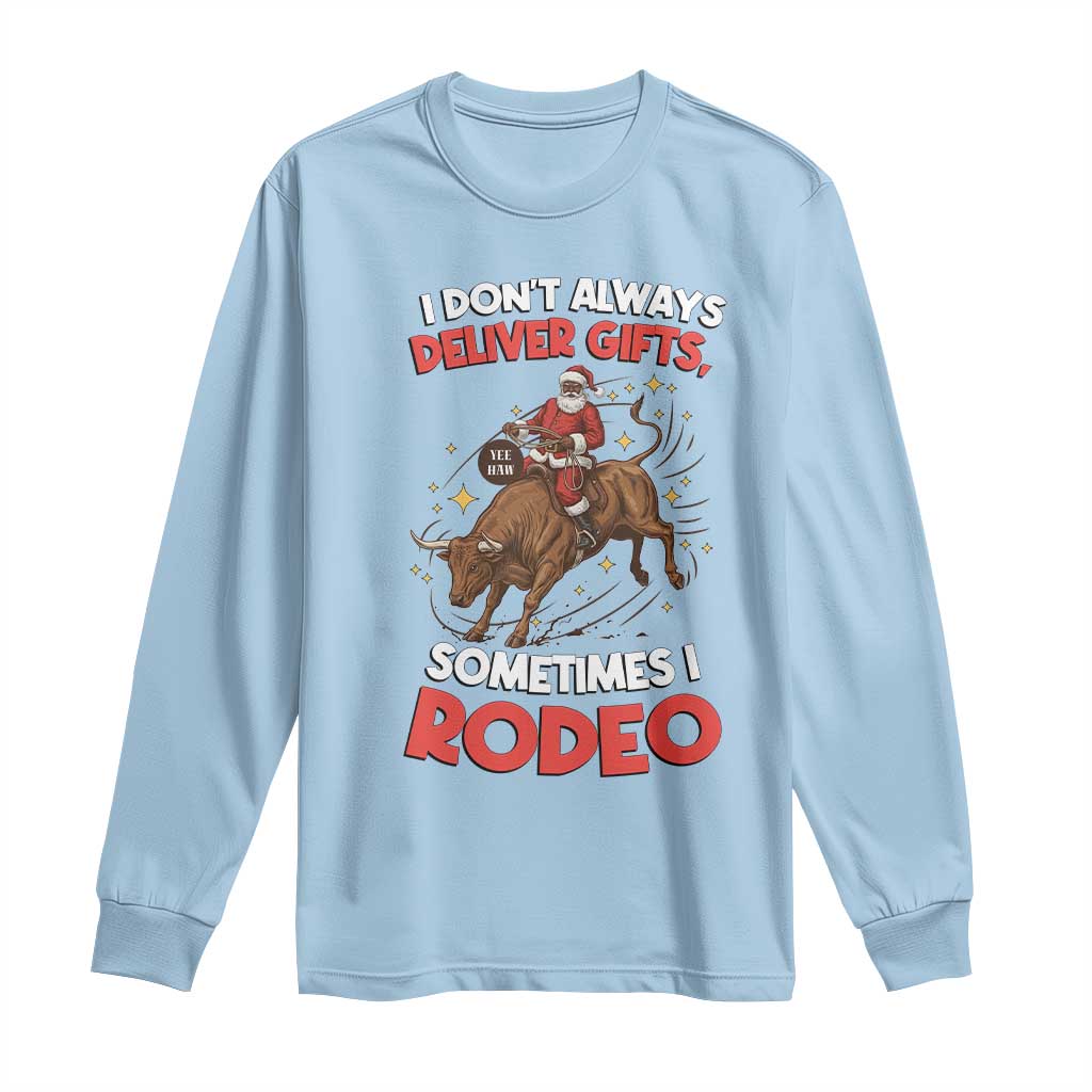 Funny Black Santa Bull Riding Christmas Long Sleeve Shirt I Do Not Deliver Gifts I Rodeo - Wonder Print Shop
