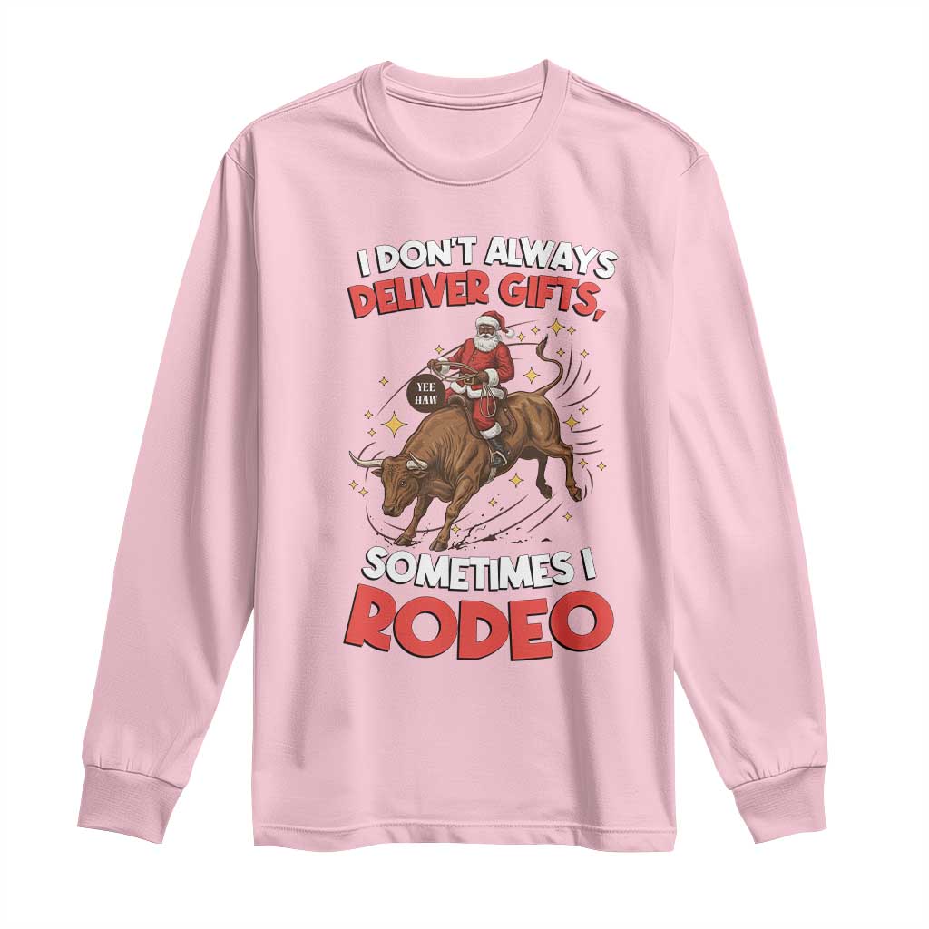 Funny Black Santa Bull Riding Christmas Long Sleeve Shirt I Do Not Deliver Gifts I Rodeo - Wonder Print Shop