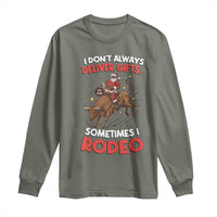 Funny Black Santa Bull Riding Christmas Long Sleeve Shirt I Do Not Deliver Gifts I Rodeo - Wonder Print Shop