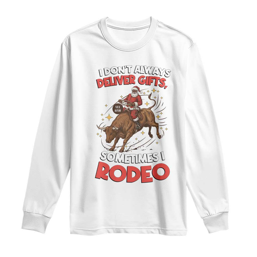 Funny Black Santa Bull Riding Christmas Long Sleeve Shirt I Do Not Deliver Gifts I Rodeo - Wonder Print Shop