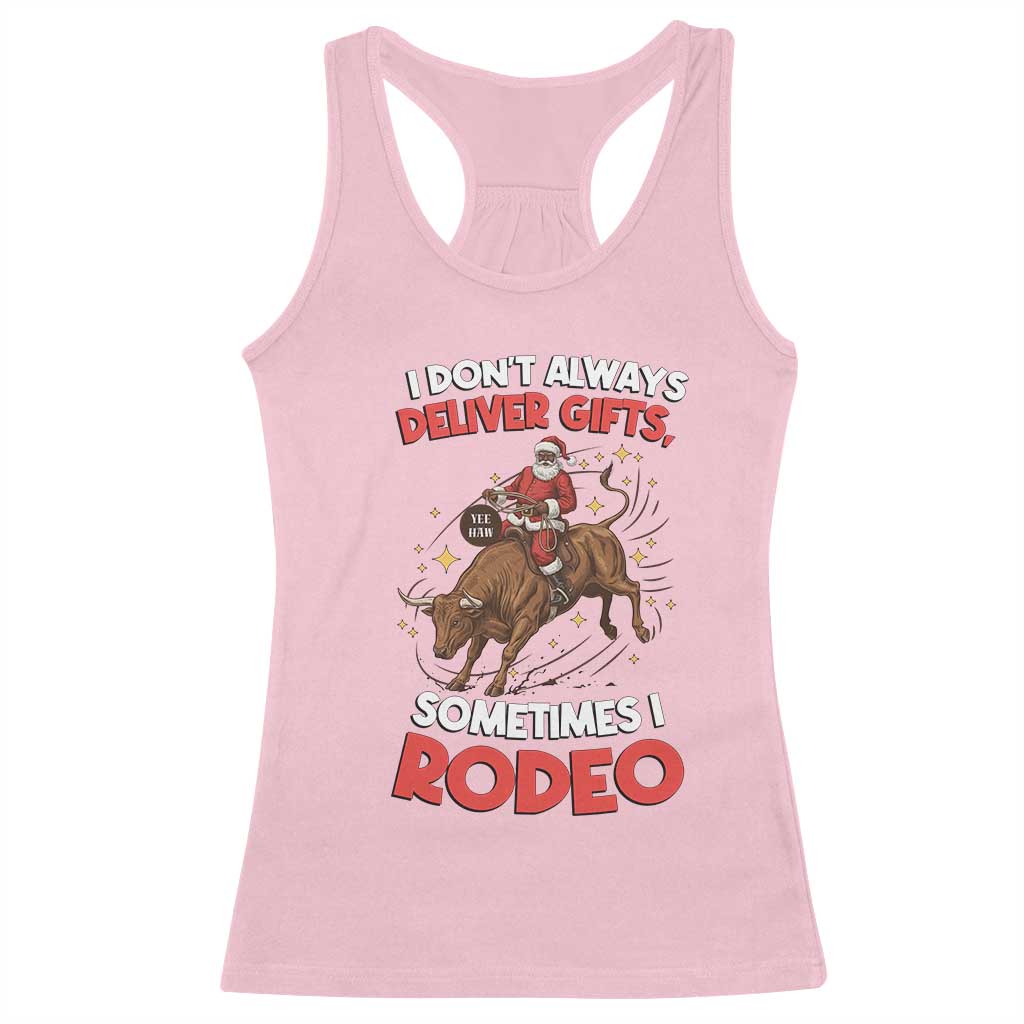 Funny Black Santa Bull Riding Christmas Racerback Tank Top I Do Not Deliver Gifts I Rodeo - Wonder Print Shop
