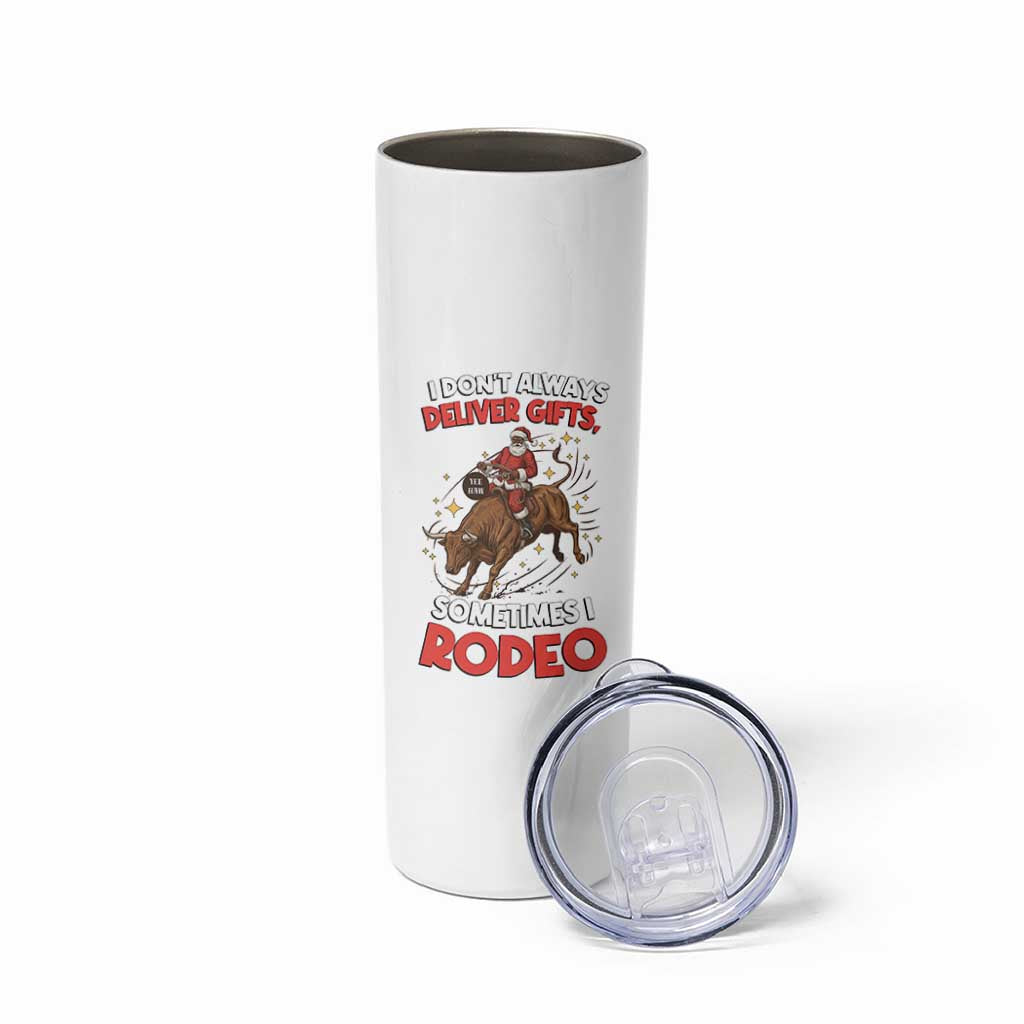 Funny Black Santa Bull Riding Christmas Skinny Tumbler I Do Not Deliver Gifts I Rodeo - Wonder Print Shop