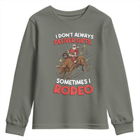 Funny Black Santa Bull Riding Christmas Youth Sweatshirt I Do Not Deliver Gifts I Rodeo - Wonder Print Shop