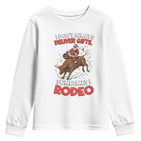 Funny Black Santa Bull Riding Christmas Youth Sweatshirt I Do Not Deliver Gifts I Rodeo - Wonder Print Shop