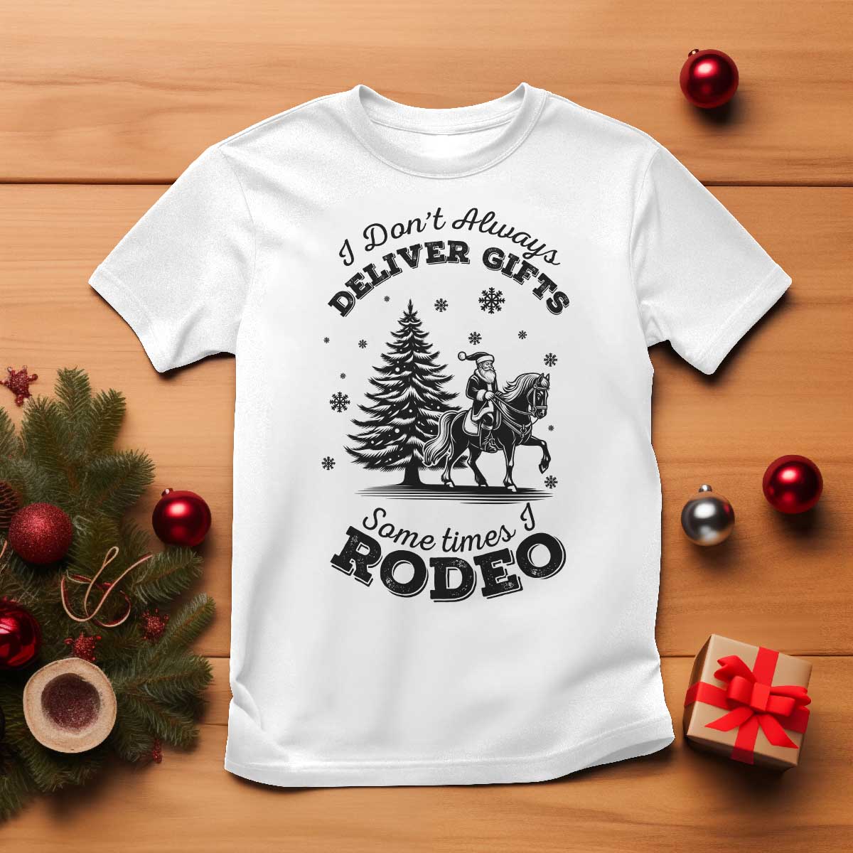 Funny Santa Cowboy Christmas T Shirt I Do Not Deliver Gifts I Rodeo - Wonder Print Shop