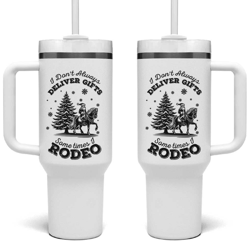 Funny Santa Cowboy Christmas Tumbler With Handle I Do Not Deliver Gifts I Rodeo - Wonder Print Shop