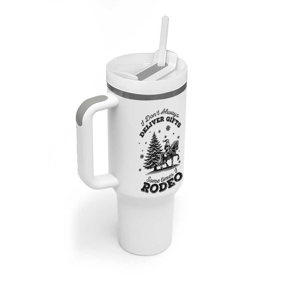 Funny Santa Cowboy Christmas Tumbler With Handle I Do Not Deliver Gifts I Rodeo - Wonder Print Shop