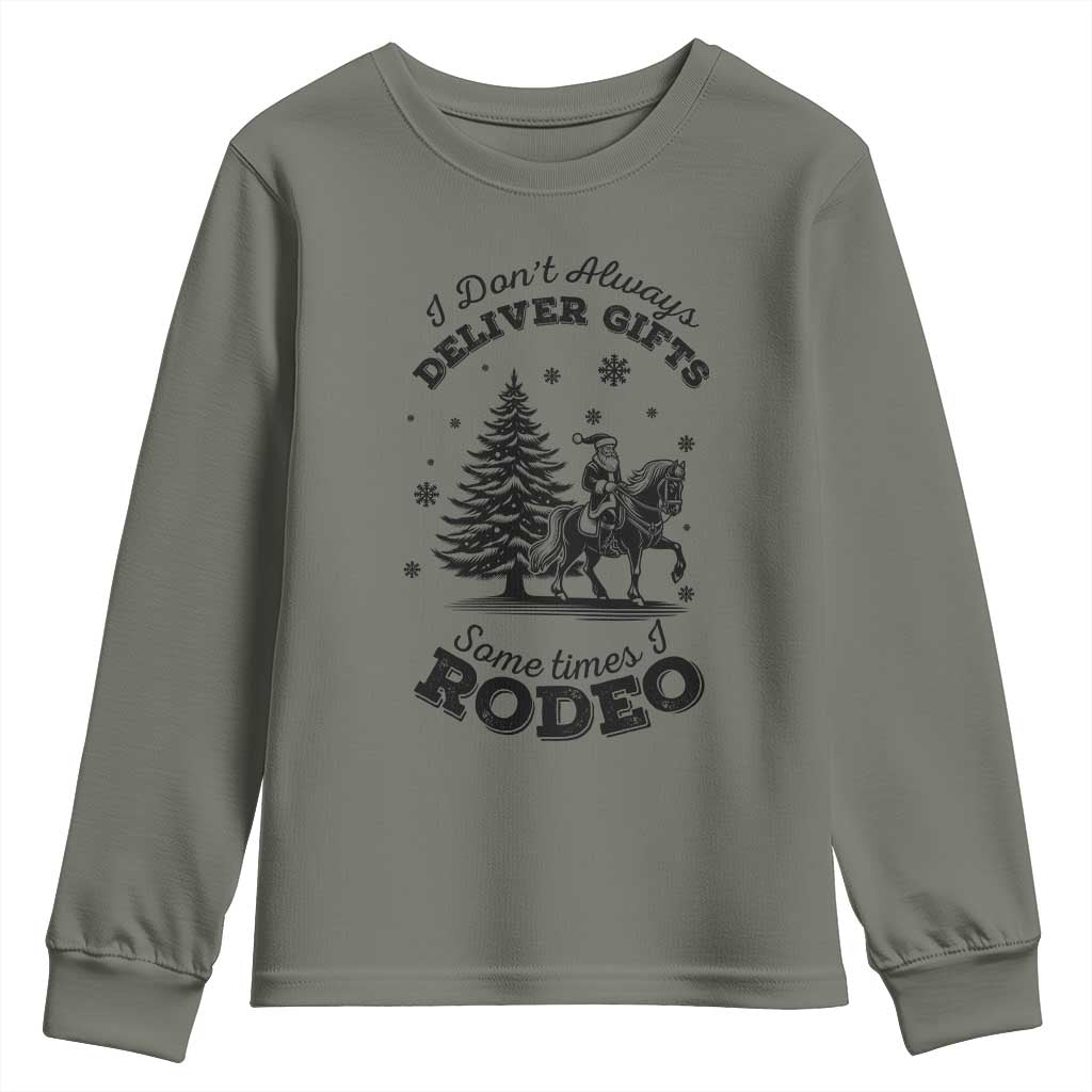 Funny Santa Cowboy Christmas Youth Sweatshirt I Do Not Deliver Gifts I Rodeo - Wonder Print Shop