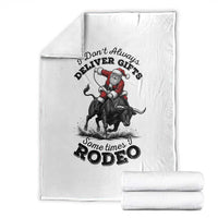Funny Black Santa Cowboy Bull Rider Christmas Throw Blanket I Do Not Deliver Gifts I Rodeo - Wonder Print Shop