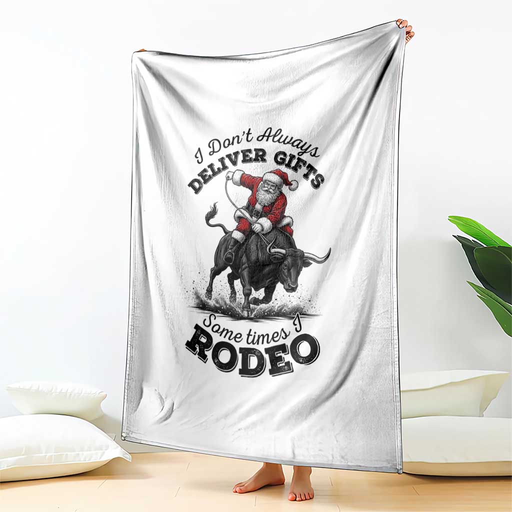 Funny Black Santa Cowboy Bull Rider Christmas Throw Blanket I Do Not Deliver Gifts I Rodeo - Wonder Print Shop