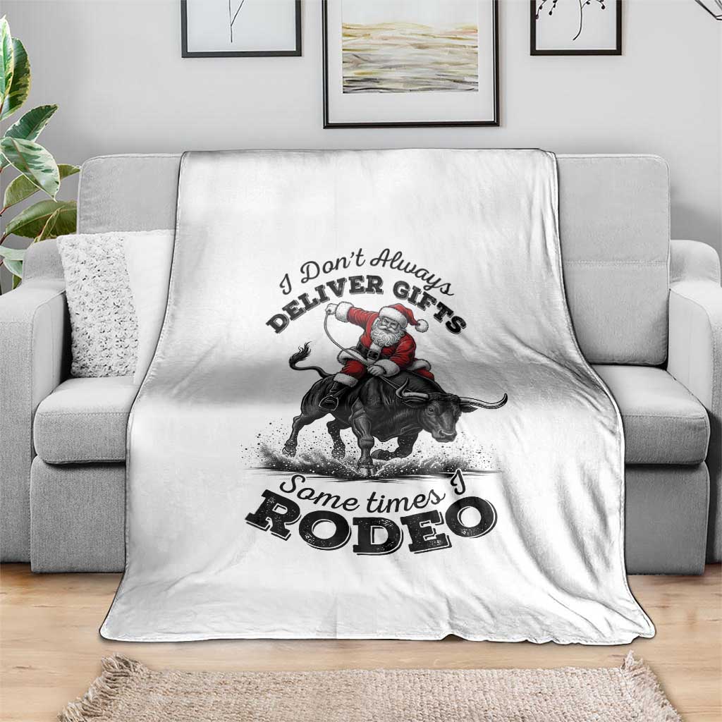 Funny Black Santa Cowboy Bull Rider Christmas Throw Blanket I Do Not Deliver Gifts I Rodeo - Wonder Print Shop